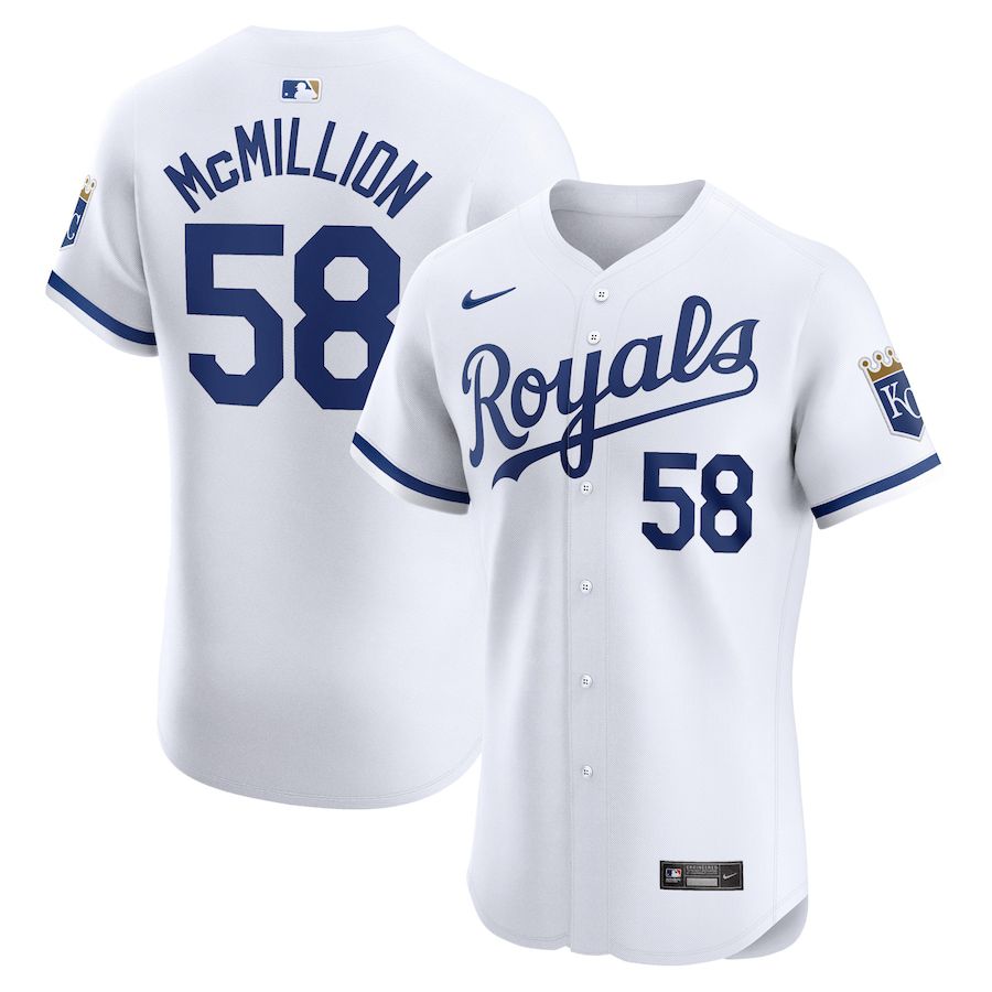 Men Kansas City Royals #58 John McMillon Nike White Home Elite Player MLB Jersey